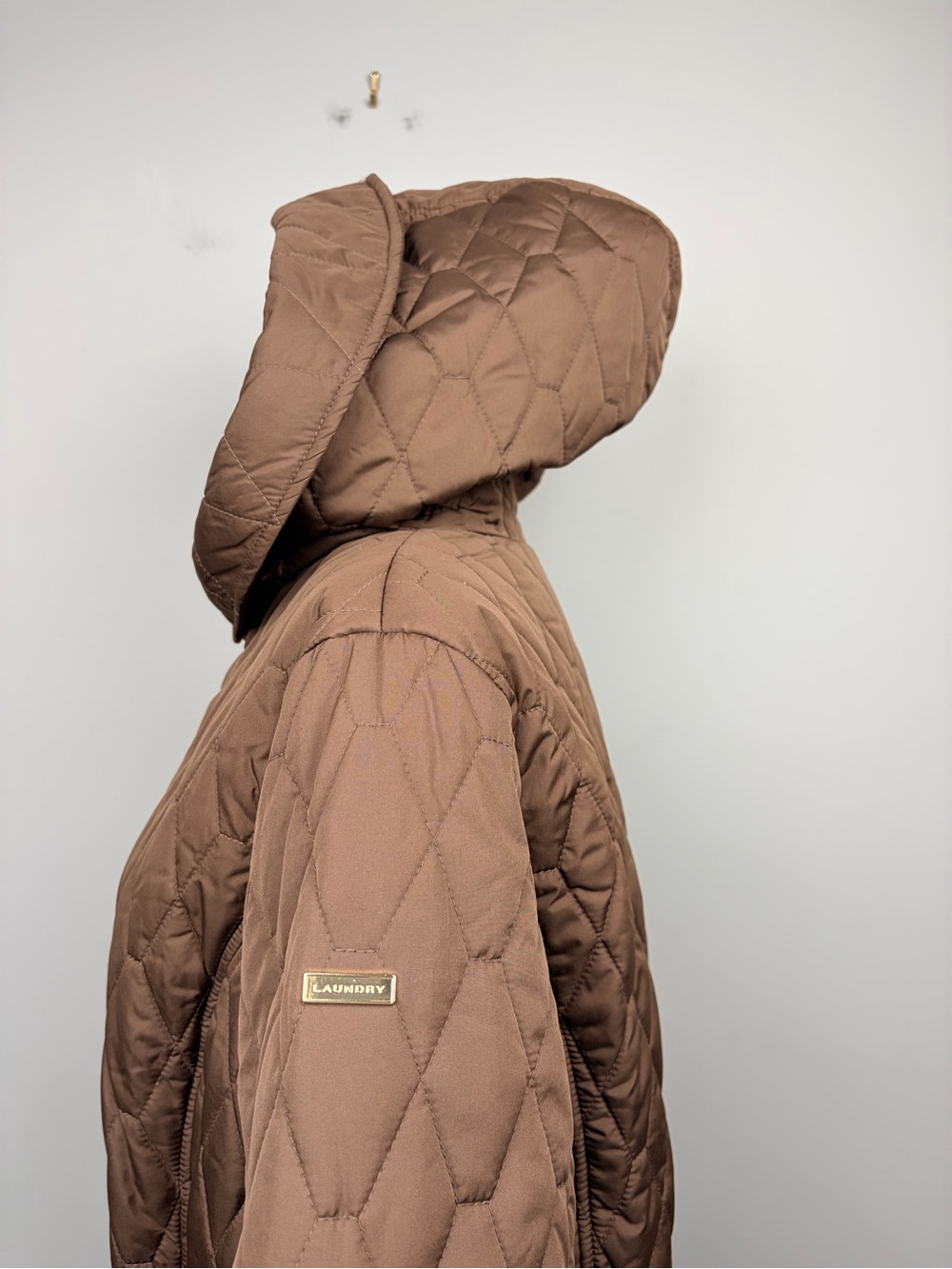 Laundry by Shelli Segal Quilted Hooded Puffer Coat Jacket Brown XL - Picture 6 of 10
